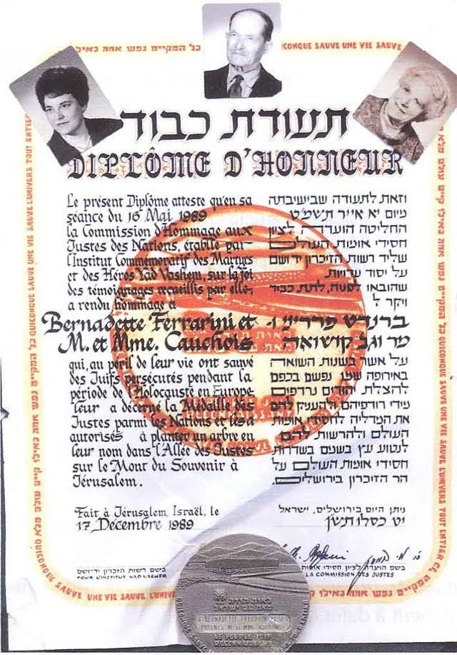 Diplôme de Juste parmi les Nations