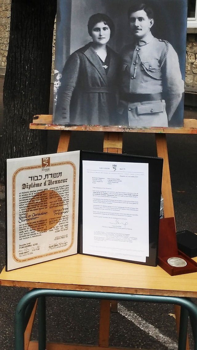 Médaille des Justes Germaine et Emile Charpentier 