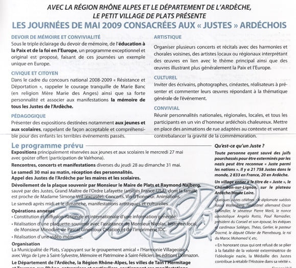 Programme des journées commémoratives