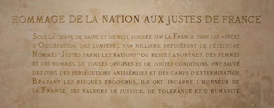 Plaque pour les Justes de France au Panthéon