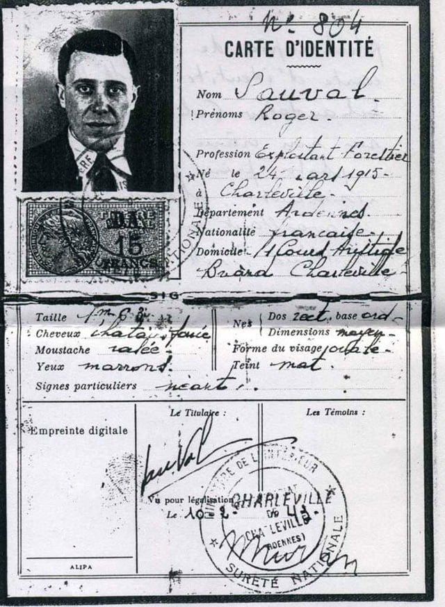 Fausse carte d'identtié de Roger Schandow