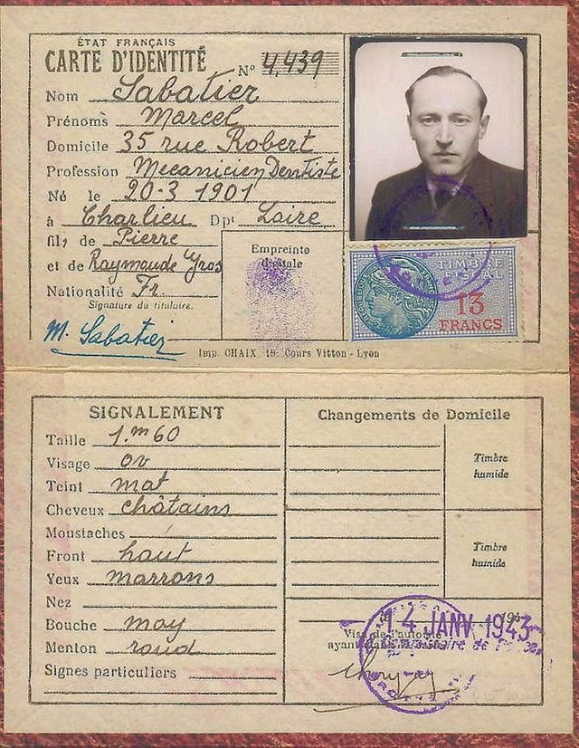 Fausse carte d’identité de Marcel Scolnic