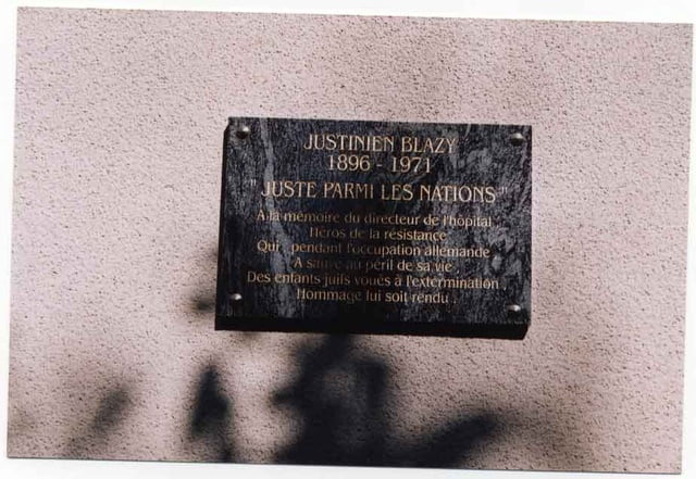 Plaque à la mémoire de Justinien BLAZY